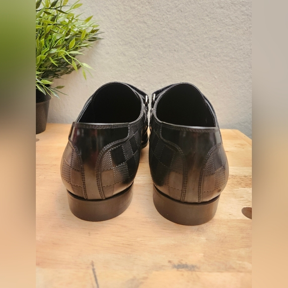 Louis Vuitton Mens Black Delaware Buckle In Damier Embossed Leather Size10 Shoes - Picture 8 of 13